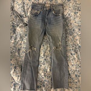 Zara High Rise Crop Medium Wash Jeans